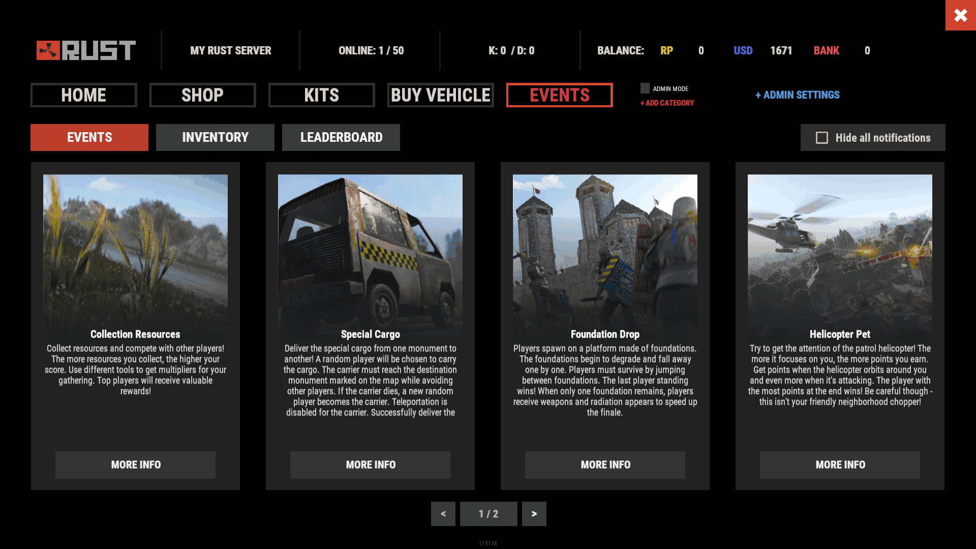 MultiEvents - Добавляет на ваш сервер семь различных ивентов